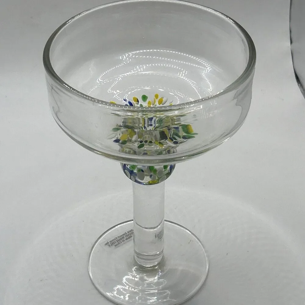 Unique Vtg Margarita Set Hand blown With Swirl 6 Lrg Glasses, 1 Lrg Pitcher - Picture 9 of 16